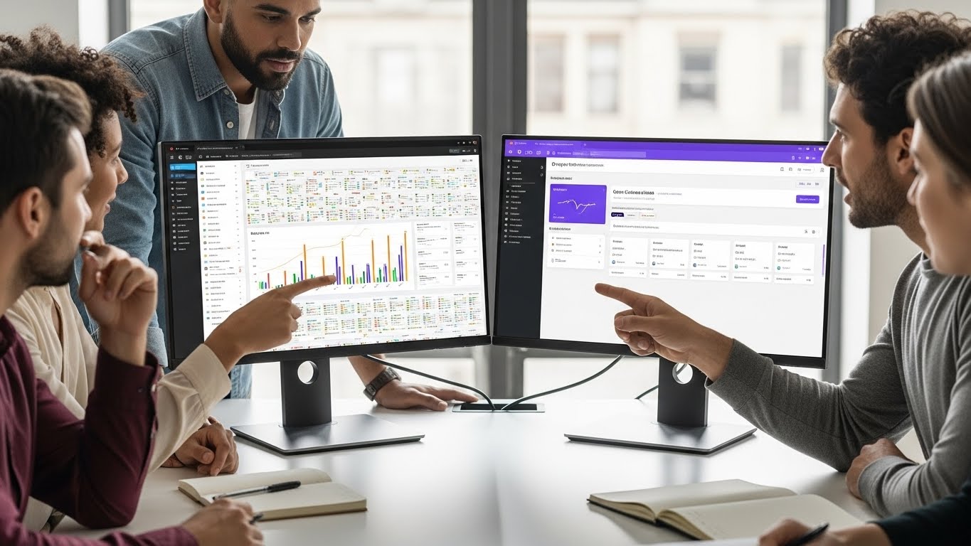Comparison of project management tools showing features and pricing