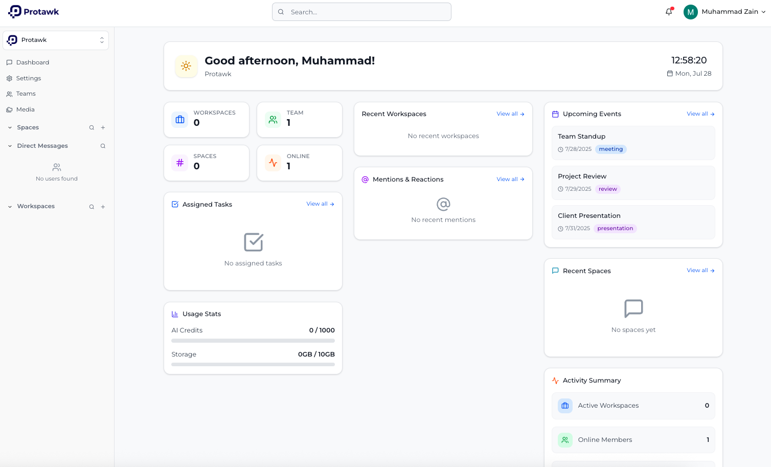 Protawk workspace - All your tools in one place